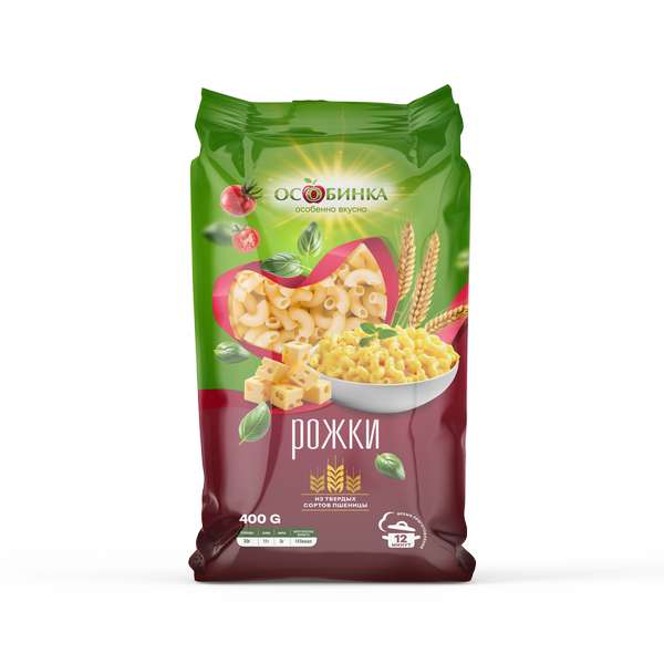 Упаковка Макаронные изделия рожки - аренда торгового знака Особинка